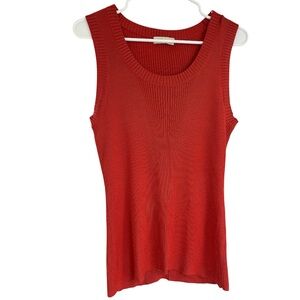 Repeat 100% Silk Coral Ribbed Knit Tank Sleeveless Sweater Top 42 L